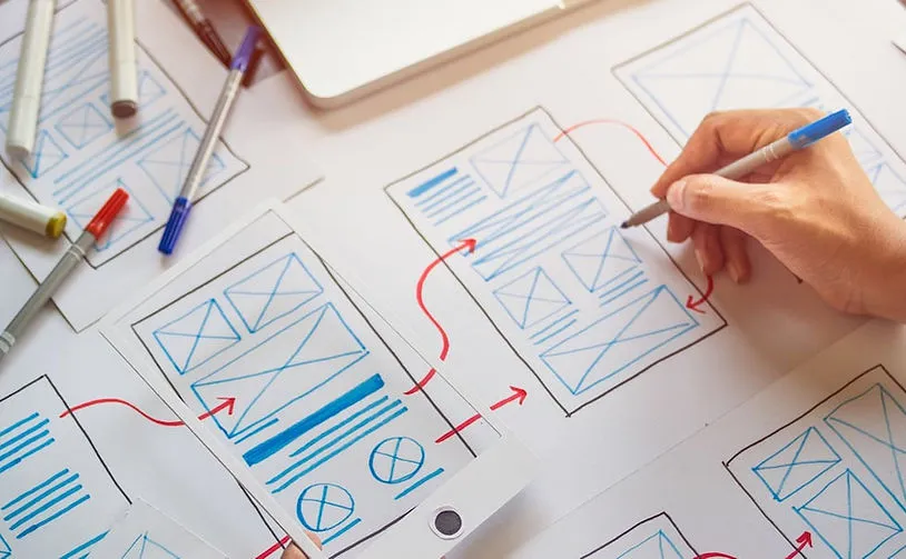UX Design wireframes and planning